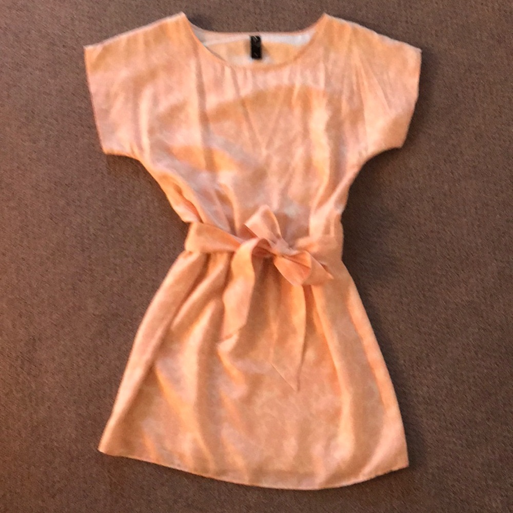 Pale pink print silk dress